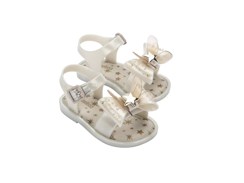 MINI MELISSA MAR SANDAL STAR II BB – WHITE METALLIC
