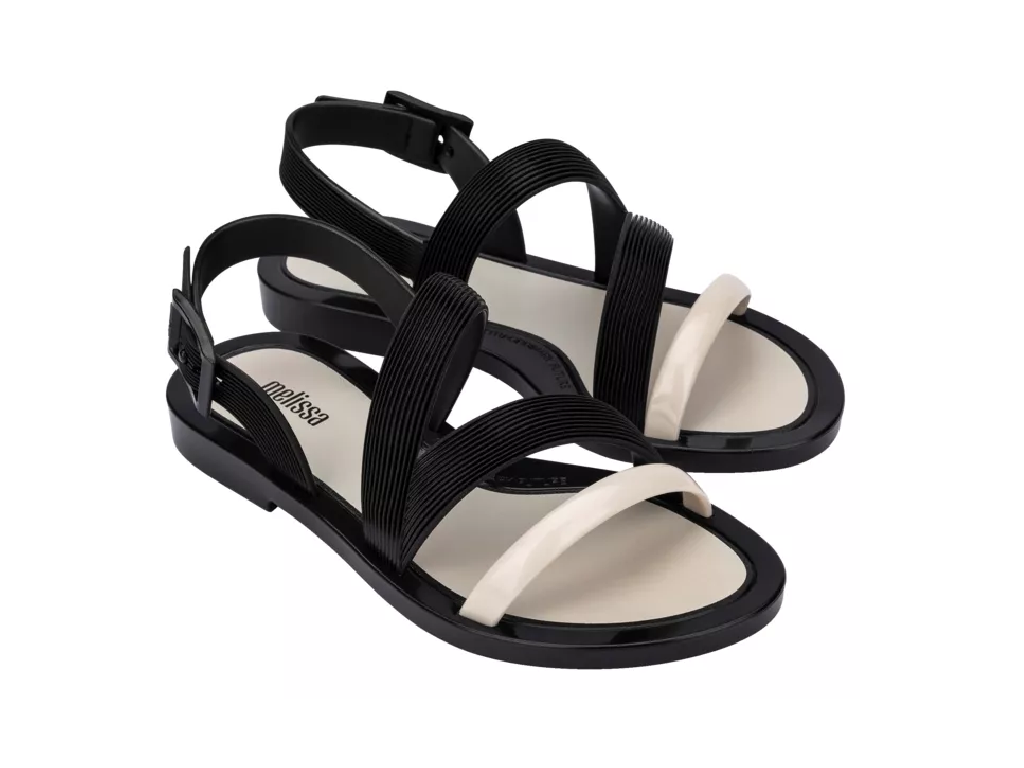 MELISSA WARM SANDAL AD – PRETO/BEGE METALIZADO