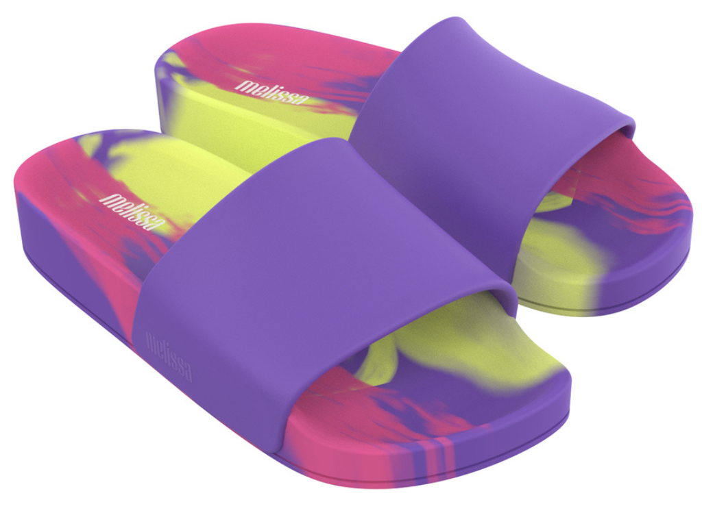 MELISSA FLOWING SLIDE AD – PURPLE/YELLOW/PINK