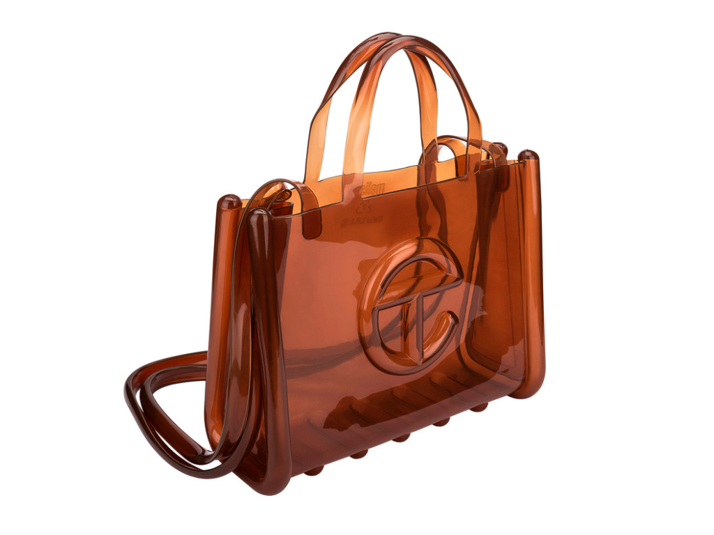 MELISSA X TELFAR LARGE JELLY SHOPPER – CLEAR BROWN