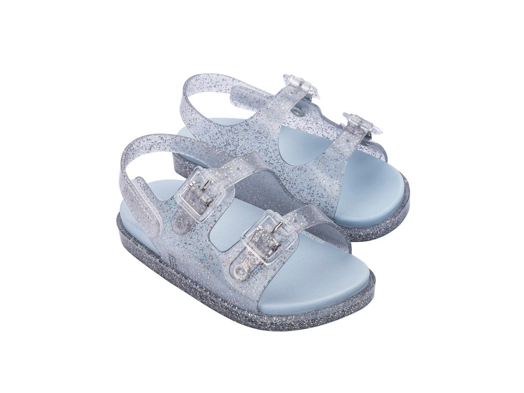 MELISSA WIDE SANDAL BB – CLEAR GLITTER SILVER