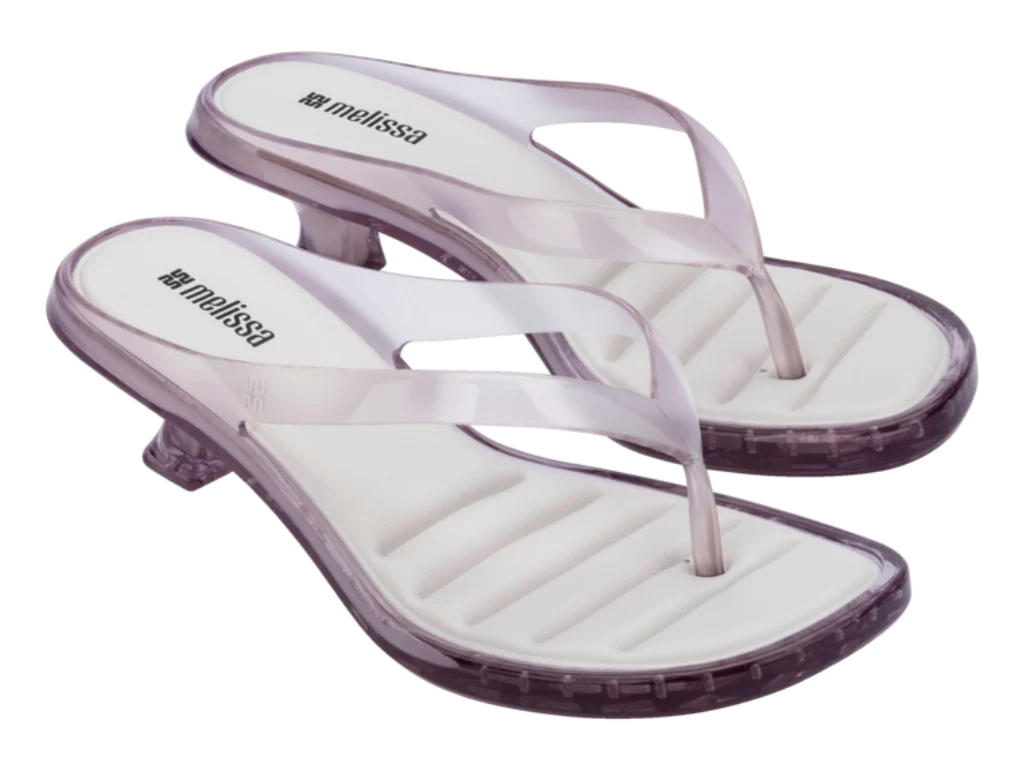 MELISSA THONG KITTEN HEEL AD – CLEAR/WHITE