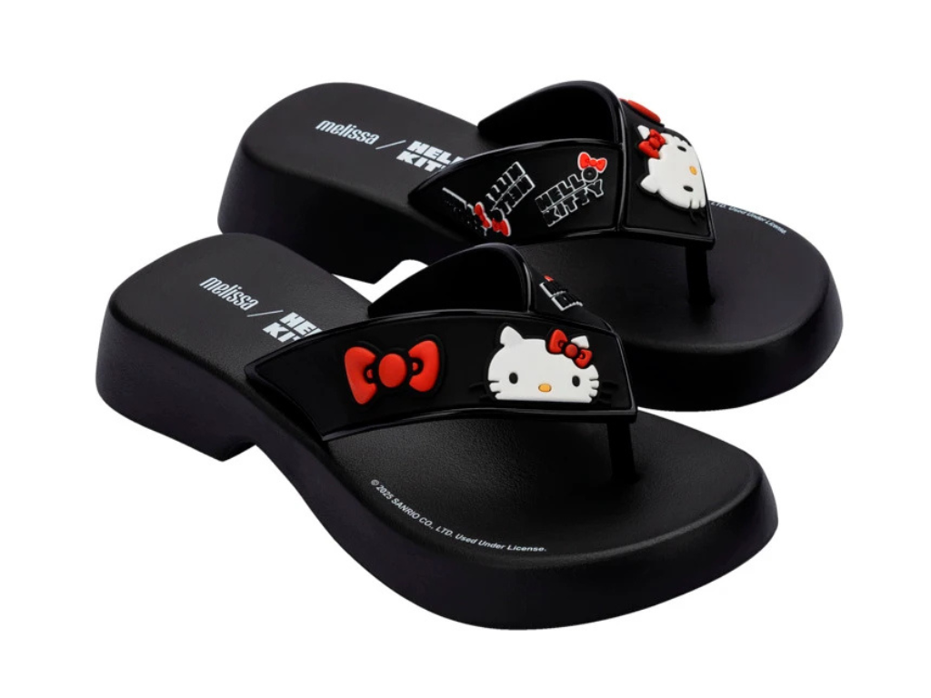 MELISSA FLATFORM + HELLO KITTY AND FRIENDS AD – BLACK/WHITE