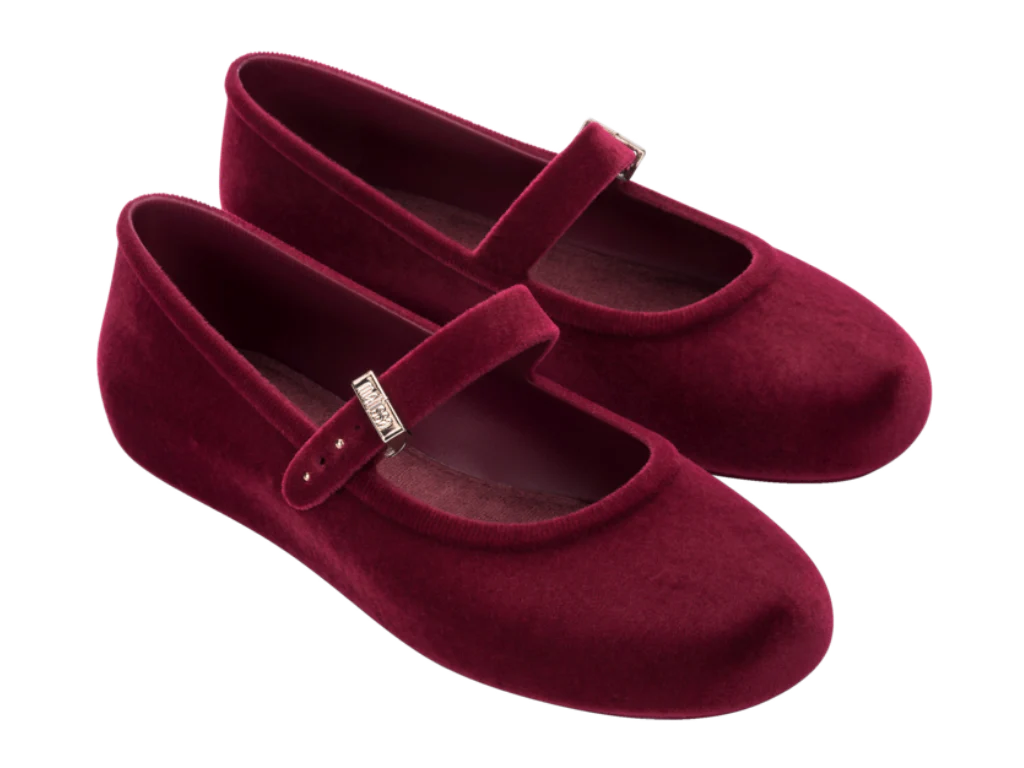 MELISSA SOFT BALLERINA VELVET II AD – RED FLOCKED