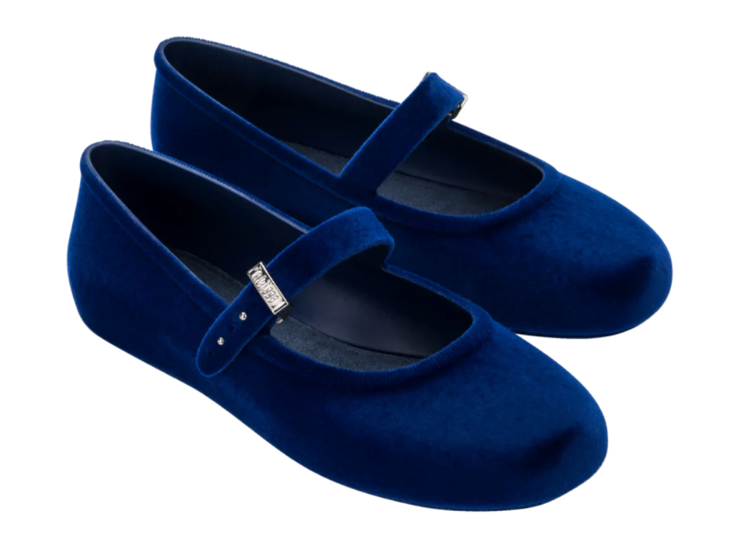 MELISSA SOFT BALLERINA VELVET II AD – BLUE FLOCKED