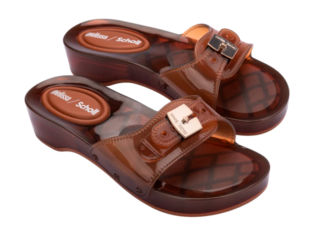 MELISSA PESCURA HEEL + SCHOLL AD – CLEAR BROWN