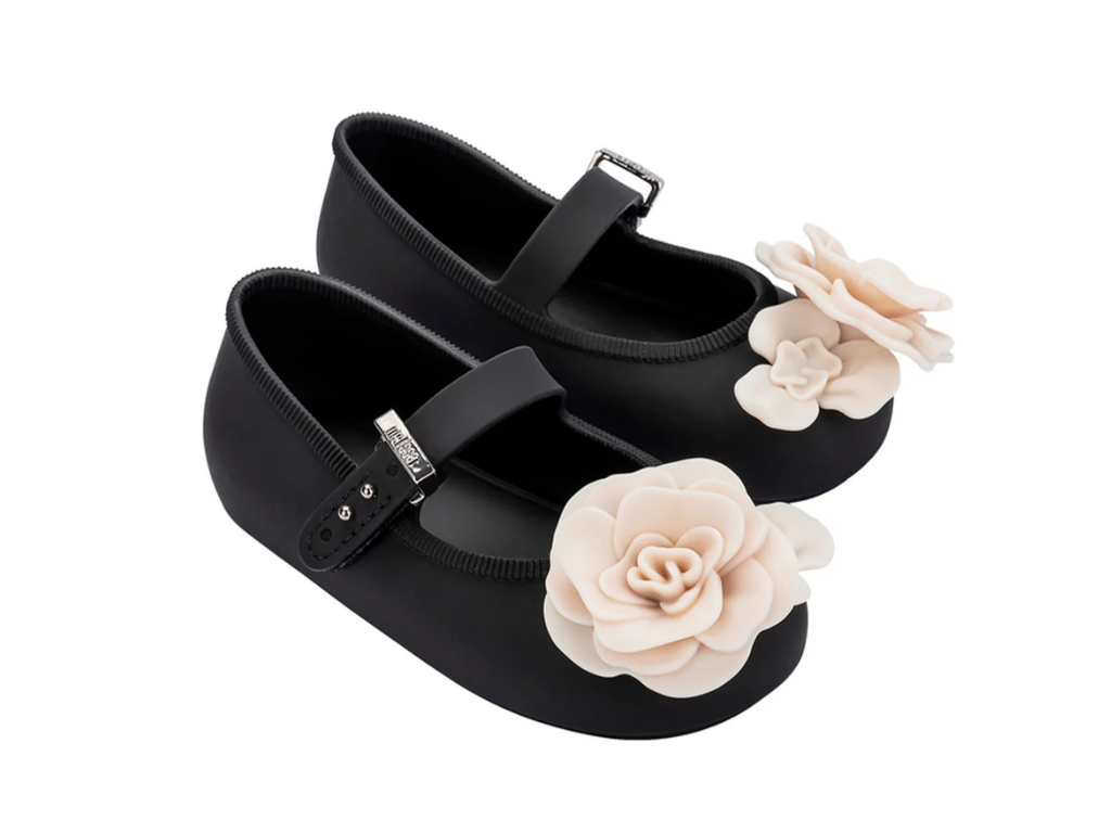 MINI MELISSA SOFT BALLERINA PETALS BB – BLACK/BEIGE
